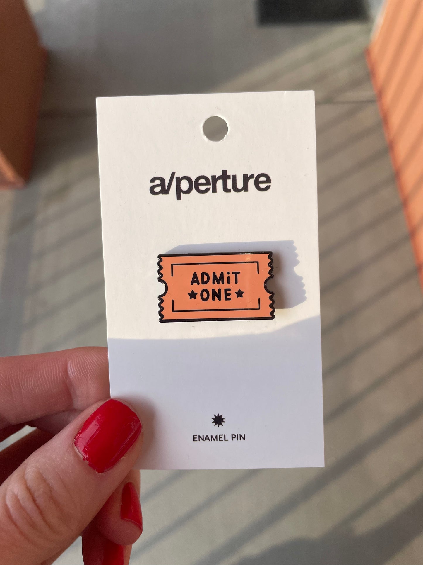 a/ ticket enamel pin