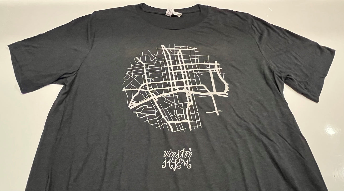 Winston-Salem Downtown Map tshirt